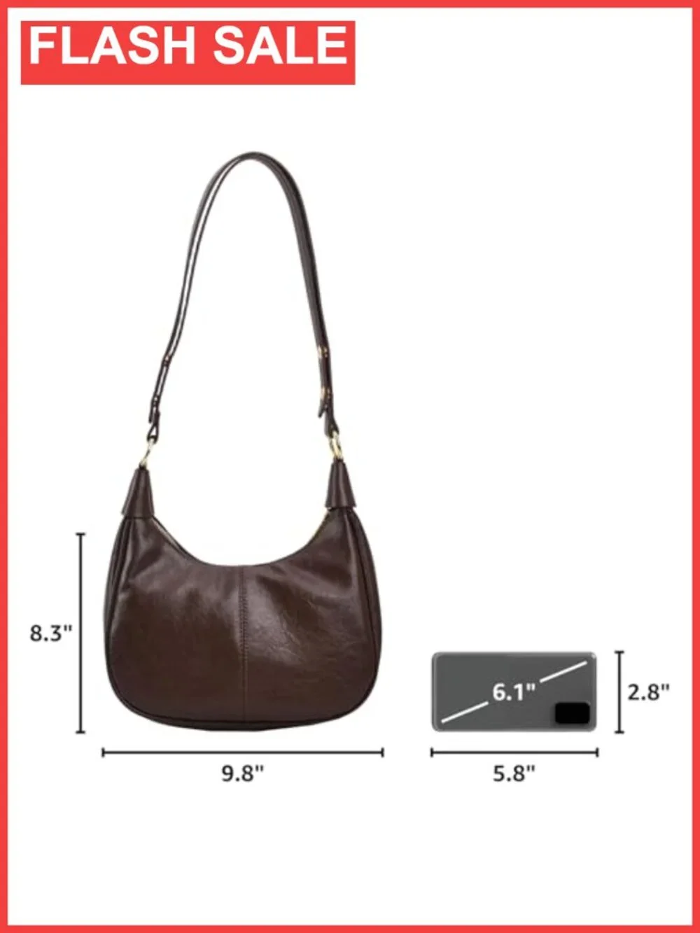 Small Faux Leather Hobo Bag Crescent Shoulder Purse Crossbody Handbag